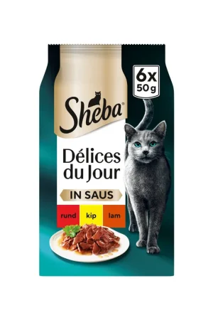 Sheba Délices du Jour in Saus - Rund, Kip en Lam Alleen Vandaag