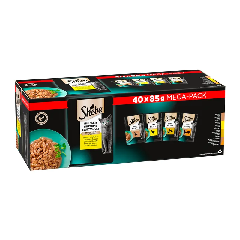 Premium Sheba Mini Filets in saus - Gevogelte Selectie - Maaltijdzakjes