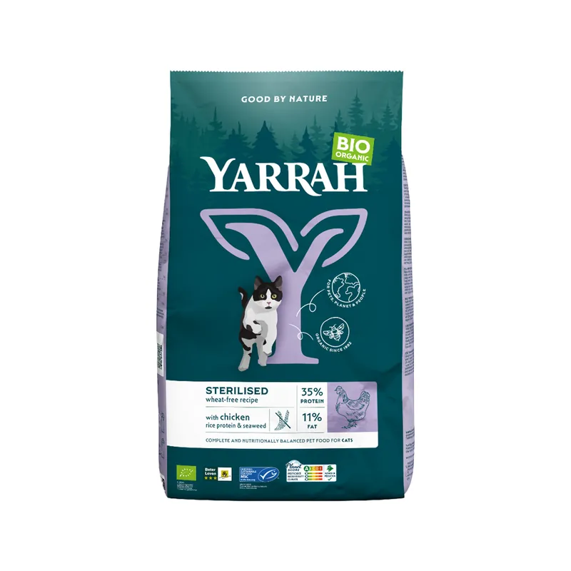 Dagaanbieding Yarrah - Droogvoer Gesteriliseerde Kat Tarwevrij Bio