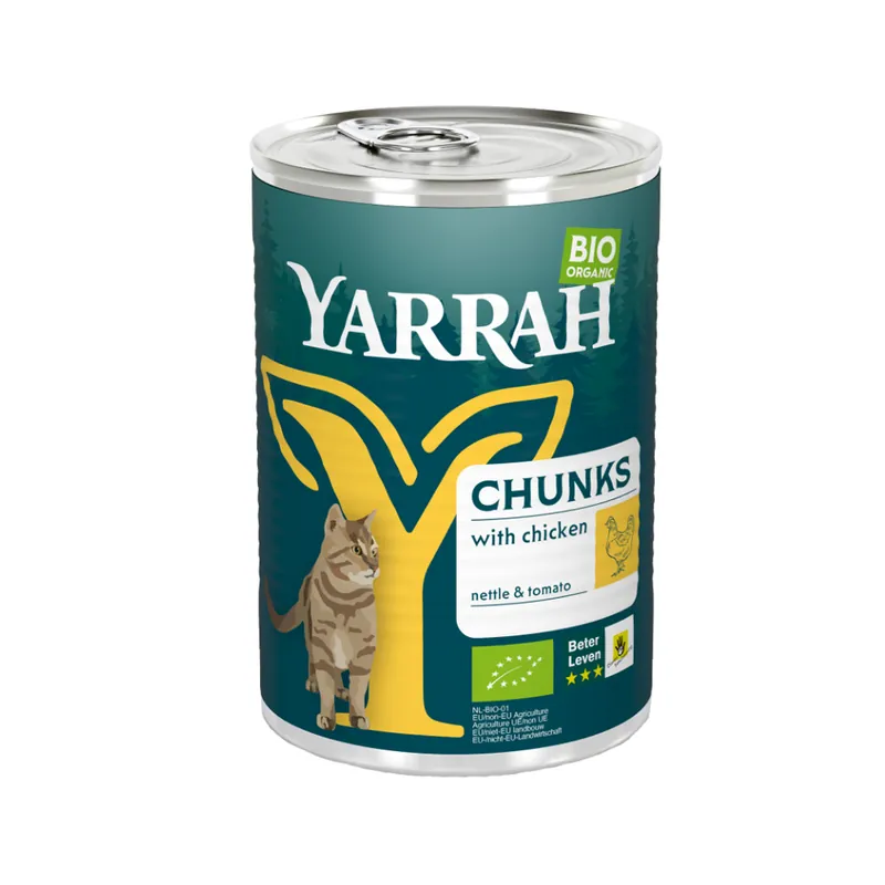 Yarrah - Natvoer Kat Blik Chunks met Kip Bio Lage Prijs