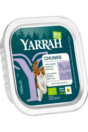 Yarrah - Natvoer Kat Kuipje Chunks met Kip & Kalkoen Bio Superprijs