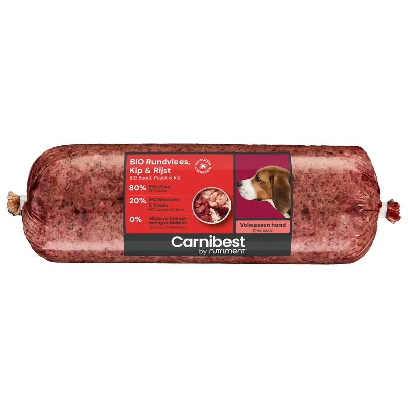 Aanbieding Carnibest Bio Rundvlees, Kip & Rijst 1 kg