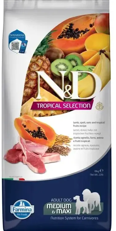Seizoensaanbieding N&D Tropical Lamb Adult Medium/Maxi 10 kg