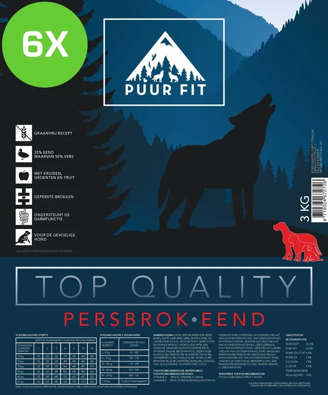6x Puur Fit Top Quality Persbrok Eend 15 kg Beperkte Voorraad