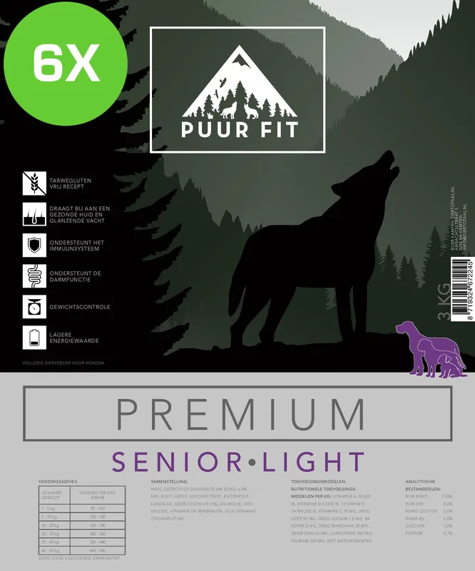 6x Puur Fit Premium Senior & Light 12 kilo Nu Kopen