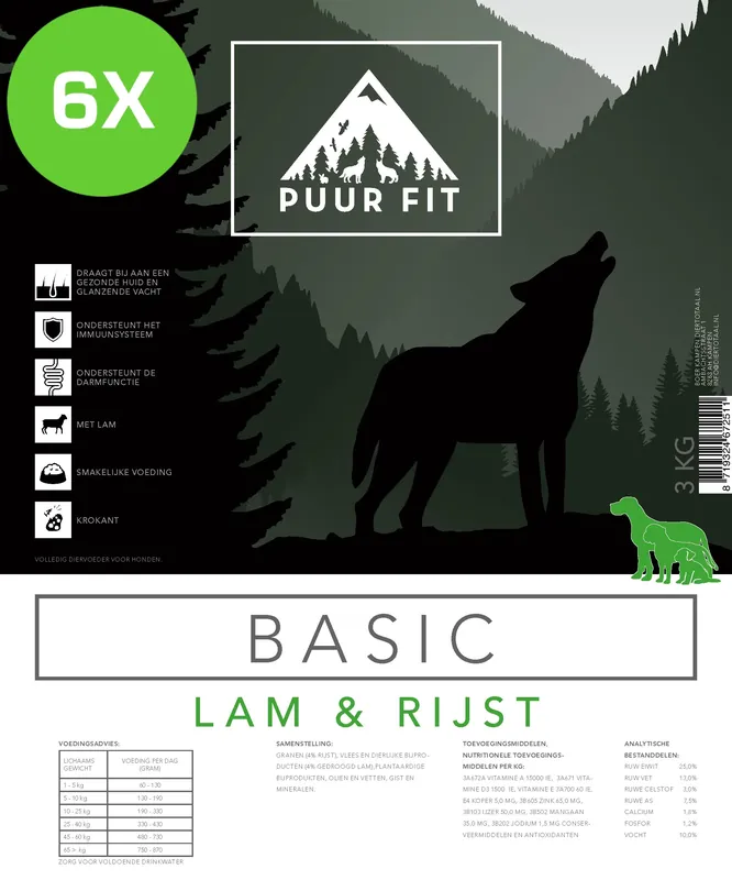 6x Puur Fit Basic Lam & Rijst 12 kilo Betaalbaar