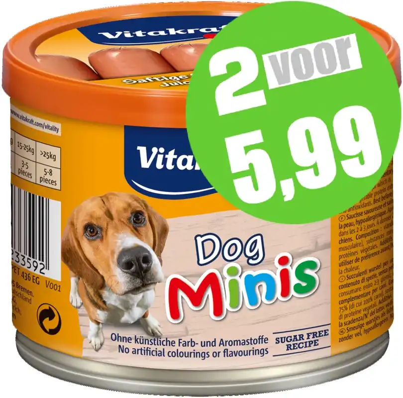 Vitakraft Dog Minis Hondenworstjes 12 Stuks Gereduceerde Prijs