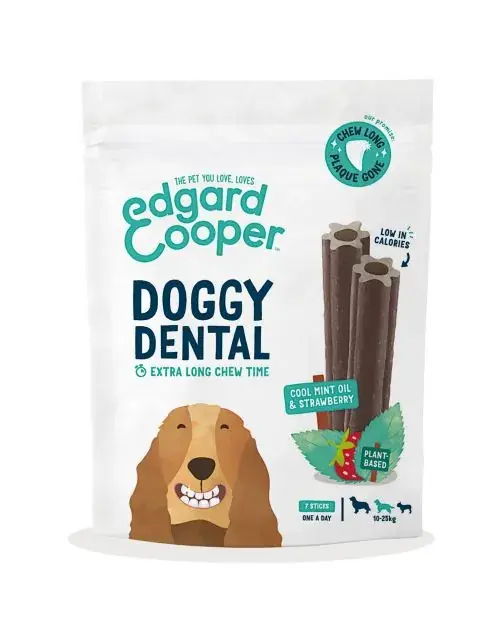Aanbieding Edgard & Cooper Doggy Dental Strawberry & Mint Medium 7 stuks - 160 gram