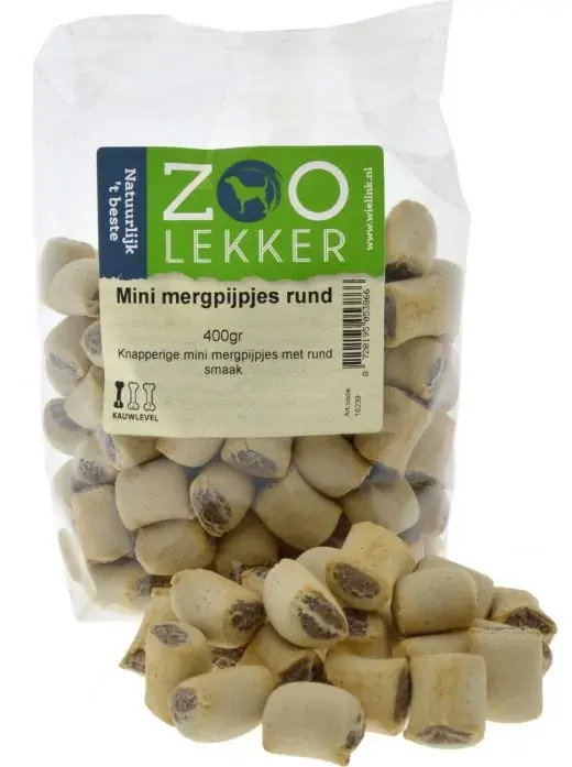 Zoolekker Mini Mergpijpjes Rund 400 gr Bestel Nu