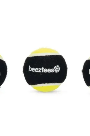 Beeztees Fetch Sponsbal Zwart/Geel 6,3 cm 3 st. Populair