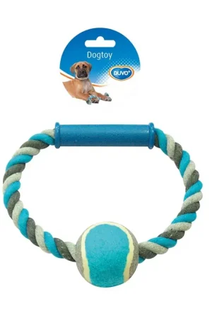 Veilige Betaling Knoop Katoen O-Trekring Tennisbal 18cm Grijs Blauw