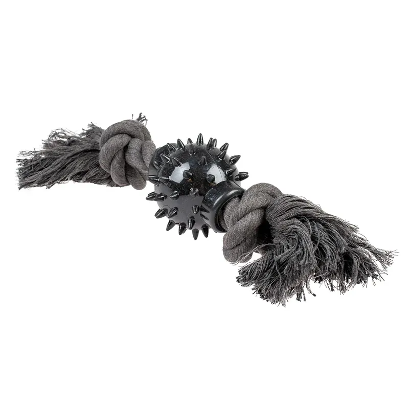 Superprijs Duvo+ Eco Touw 2 Knopen & Rubber Spike Bal 26x6x6 cm Zwart