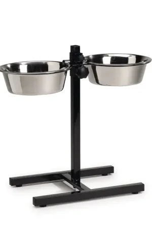 Weekendaanbieding Beeztees Hondenstand. Met 2 RVS Bakken 25 cm Zwart