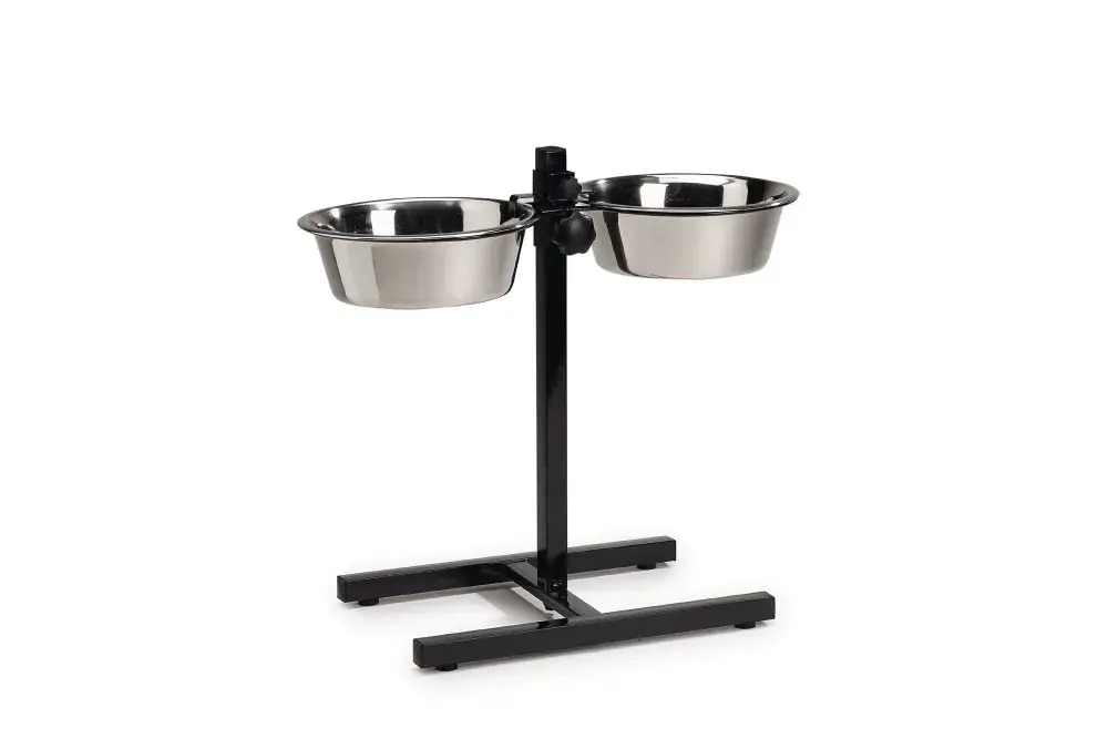 Weekendaanbieding Beeztees Hondenstand. Met 2 RVS Bakken 25 cm Zwart