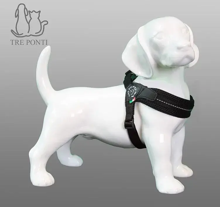 Tre Ponti Fibbia Verstel. Mesh Refl. 1,5 Zwart Tot 4 kg Nieuw
