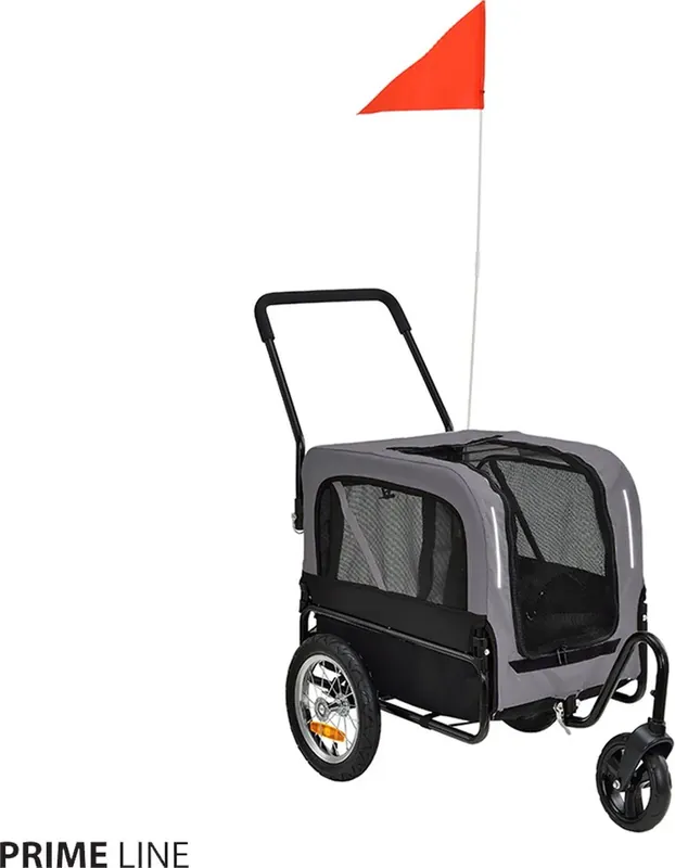 Speciale Aanbieding PrimeLine Hondenfietskar - Grijs/Zwart - 59x43x52cm