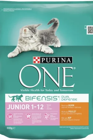 Bestel Nu Purina One Junior Kip/Volkoren Granen 800 gram