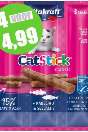 Beste Prijs Vitakraft Cat-Stick Mini Kabeljauw+Tonijn 3 Stuks