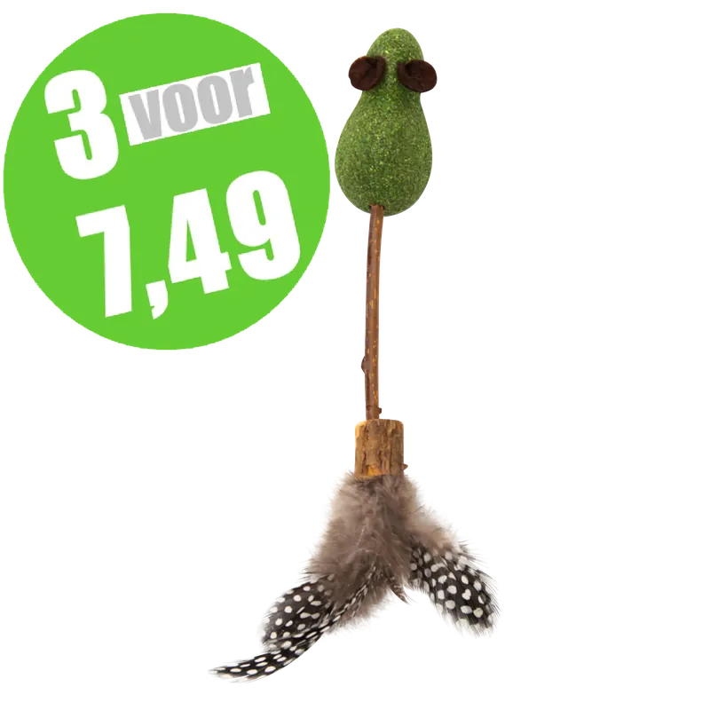 Jack & Vanilla Herbals Kattenkruid Muis Met Matatabi Stok & Veer 15 cm Veilige Betaling