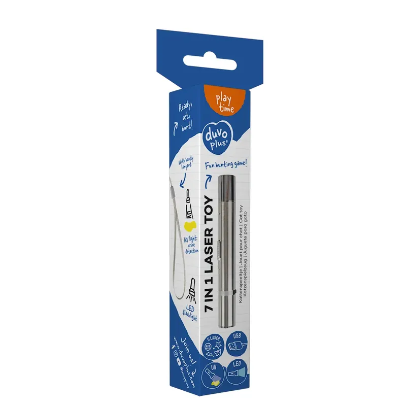 Gratis Retour 7 in 1 Laser Kattenspeeltje 11,5x1,5x1,5 cm Zilver