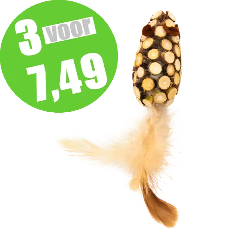 Op = Op Jack & Vanilla Herbals Matatabi Muis Met Veer 8,5 cm
