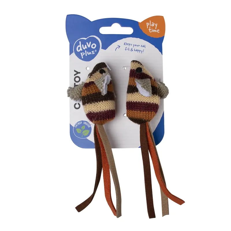 Flitsaanbieding Duvo+ Knitted Muizen Bruin 13,5X4,5X2,5 cm