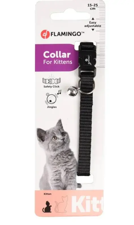 Aanbieding Flamingo Kittenhalsband Ziggi Zwart 15-22 cm 10 mm