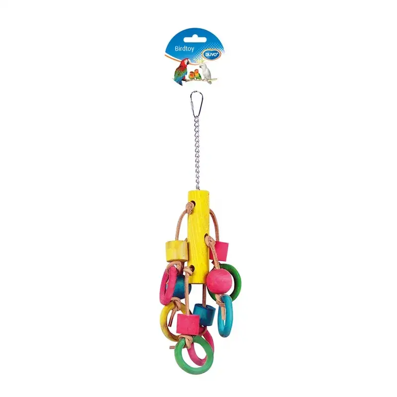 Gecertificeerd Birdtoy Kooi Acc M Houten Blokjes En Ringen 33cm Gemengde Kleuren