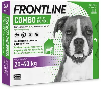 Seizoensaanbieding Bied je hond optimale bescherming tegen vlooien, teken en bijtende luizen met de makkelijke en doeltreffende pipetten Frontline Combo Hond. Zo ben je dit vervelende ongedierte altijd een stapje voor!