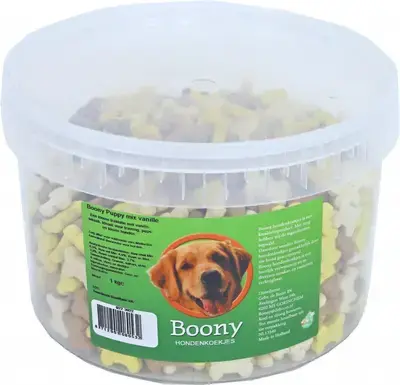 Beperkt Aanbod Boony hondenkoek puppy botjes mix vanille, emmer 1kg