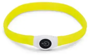 Beeztees hondenhalsband Glowy Safety Gear USB oplaadbaar siliconen 65x2.5cm geel Betaalbaar