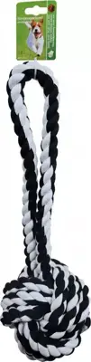 Express Levering Boon hondenspeelgoed touwbal met lus XXL katoen zwart/wit, 50 cm.