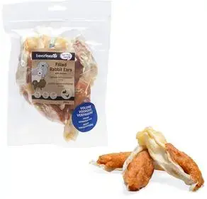 Beeztees hondensnack konijnenoren gevuld met kip voordeelverpakking 250g Exclusieve Aanbieding