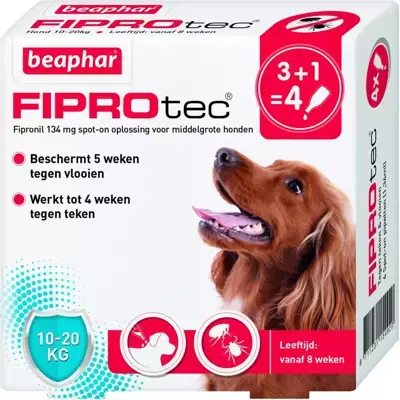 Bestel Nu Beaphar FIPROtec® Spot-On hond 10-20kg 4 pipetten