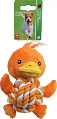 Laatste Versie Boon hondenspeelgoed eend pluche met touwbal buik en piep 15 cm