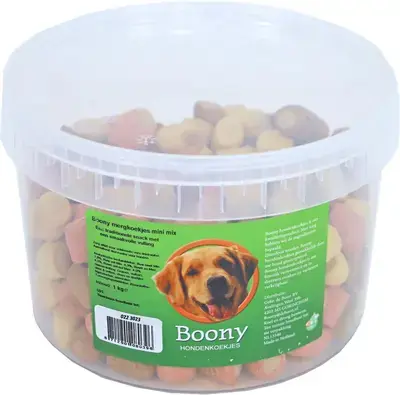 Boony hondenkoek mergkoekjes mini mix, emmer 1kg Betaalbaar
