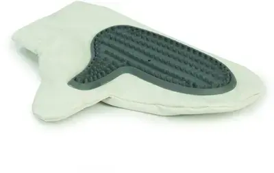 Beeztees verzorgingshandschoen hond waterafstotend nylon wit/grijs 26x19x2,5 cm Express Levering