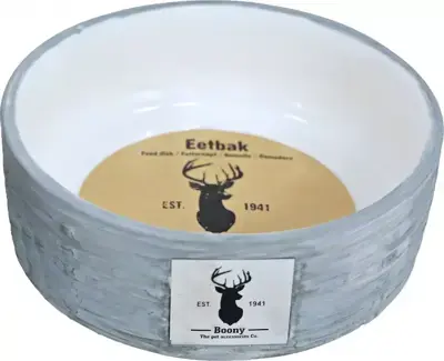Tijdelijk Beschikbaar Boony "Est 1941" eetbak steen wicker grey, 18 cm