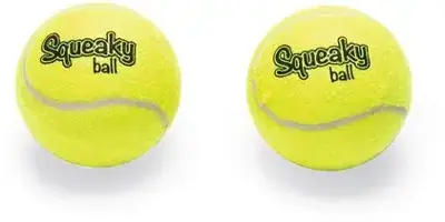 Beeztees hondenspeelgoed tennisballen met pieper vilt d8cm geel 2 stuks Voordeelprijs