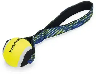 Exclusieve Aanbieding Beeztees hondenspeelgoed Fetch tennisbal met koord Otis nylon 26.5x6.3x6.3cm blauw/geel