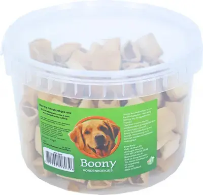 Boony hondenkoek mergkoekjes mix, emmer 1kg Direct Beschikbaar