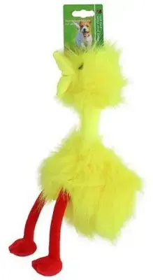 Finale Uitverkoop Boon Fluffy Bird hondenspeeltje geel & rood 35cm
