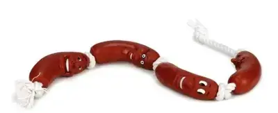 Beeztees hondenspeelgoed worstjes met touw vinyl 65x5.5x3.5cm bruin/rood Fabrieksprijs