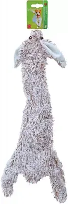 Superprijs Boon hondenspeelgoed konijn plat met piep pluche grijs, 55 cm.