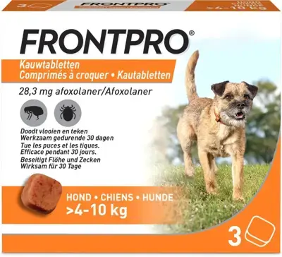 FRONTPRO kauwtabletten. Lekkere, makkelijke vlooien- en tekenbescherming voor honden Flitsaanbieding