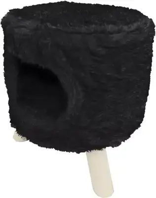 Poef rond pluche met gat Ø 42x50 cm zwart Korting