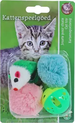 Rechtstreeks Van De Fabrikant Boon kattenspeelgoed blister à 2 knisper bal, plastic bal en muis