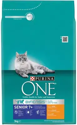 Hete Deal PURINA ONE Senior 7+ Rijk aan Kip kattenvoer 3kg