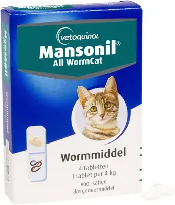 Alleen Vandaag Mansonil All Worm Cat – Ontwormingstabletten voor Katten – 4 stuks
