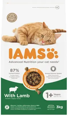 Aanbieding Iams Adult kattenvoer tarwevrij lam 3kg